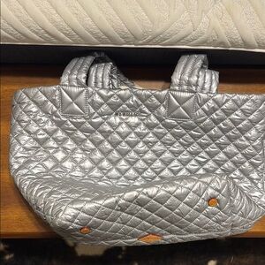 MZ Wallace Metallic Silver Quilted Tote